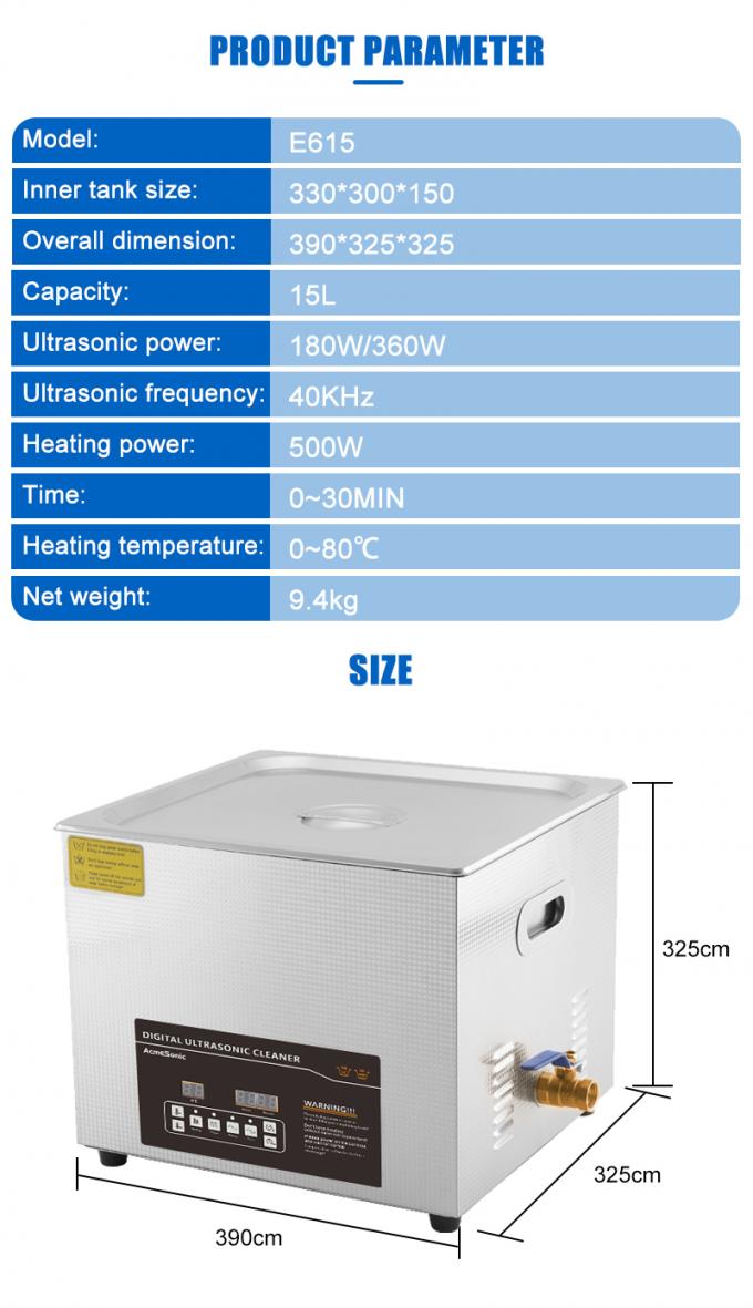 15L Ultrasone wasmachine schoonmaker Dual Frequency Voor fietsketen schoonmaken 6