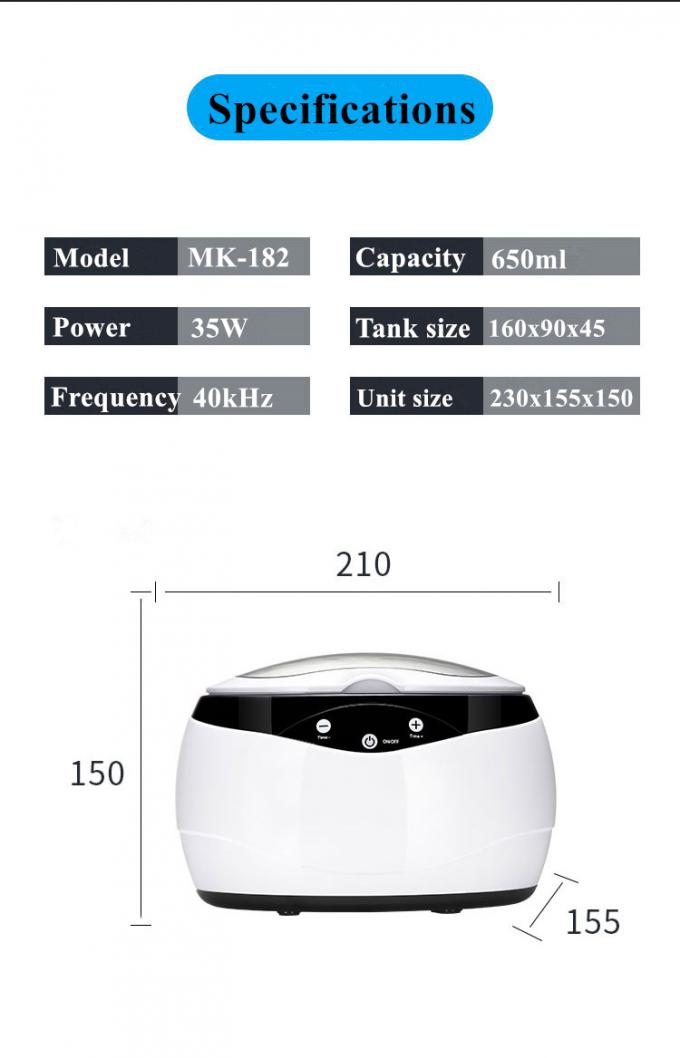 OEM-brillen Ultrasone reiniger 600 ml met digitale timer MK-182 3
