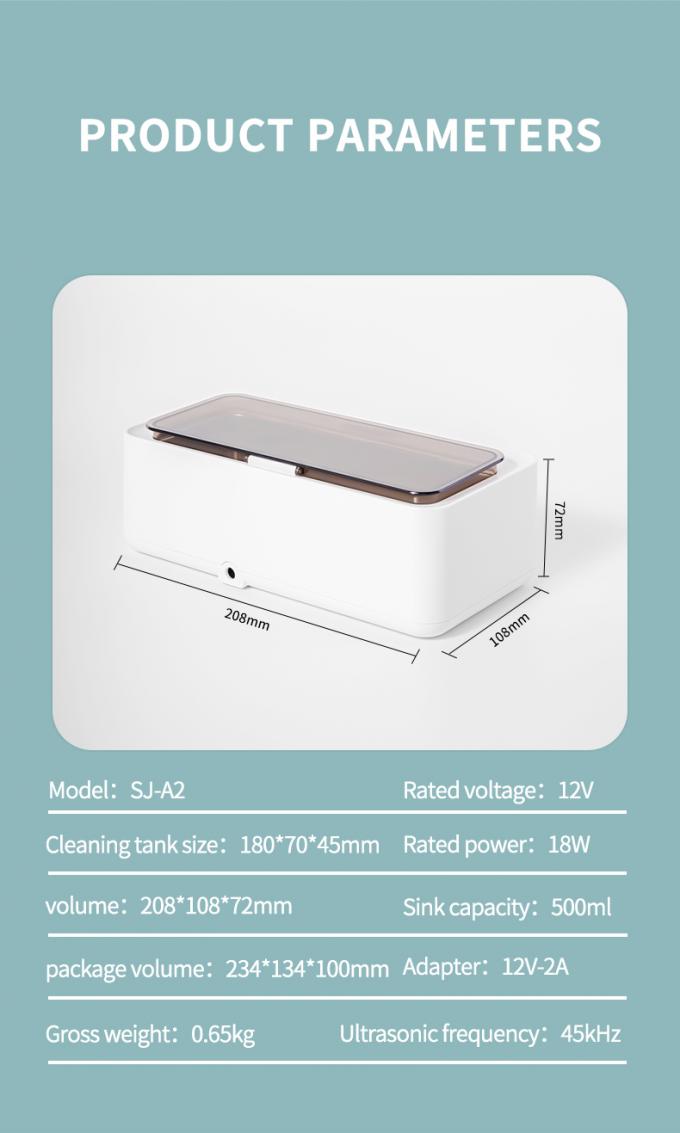 Mini Ultrasone Wasmachine 450 ml Draagbare Ultrasone Bril Reiniger 3